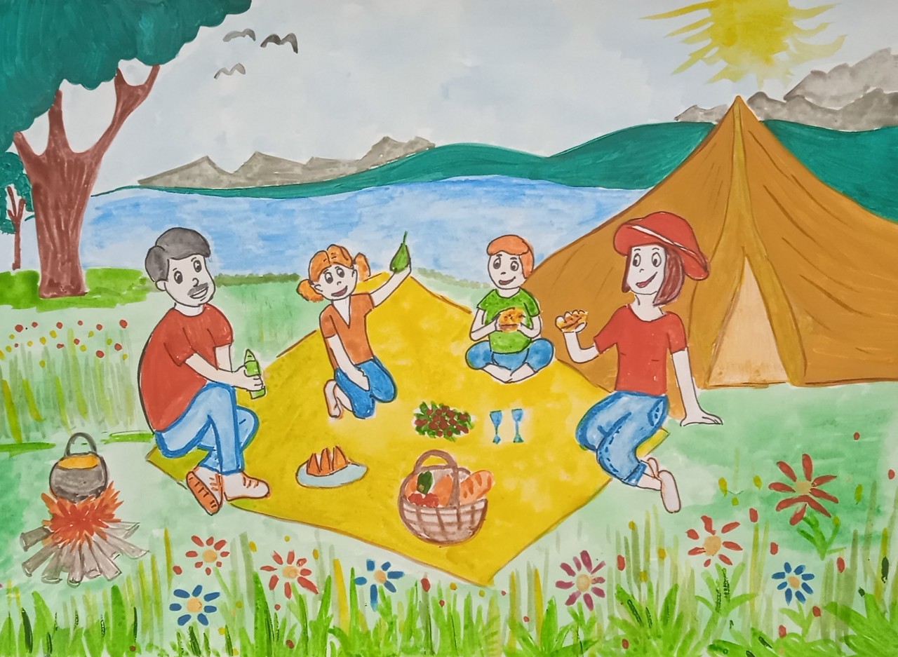 Счастливая семья на пикнике