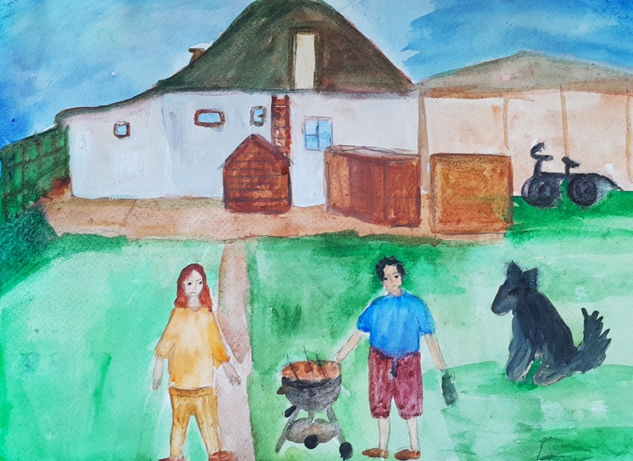 С папой на шашлыках