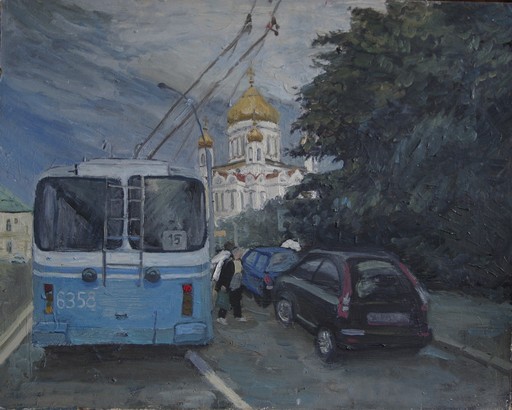 Обычный день(синий троллейбус)
