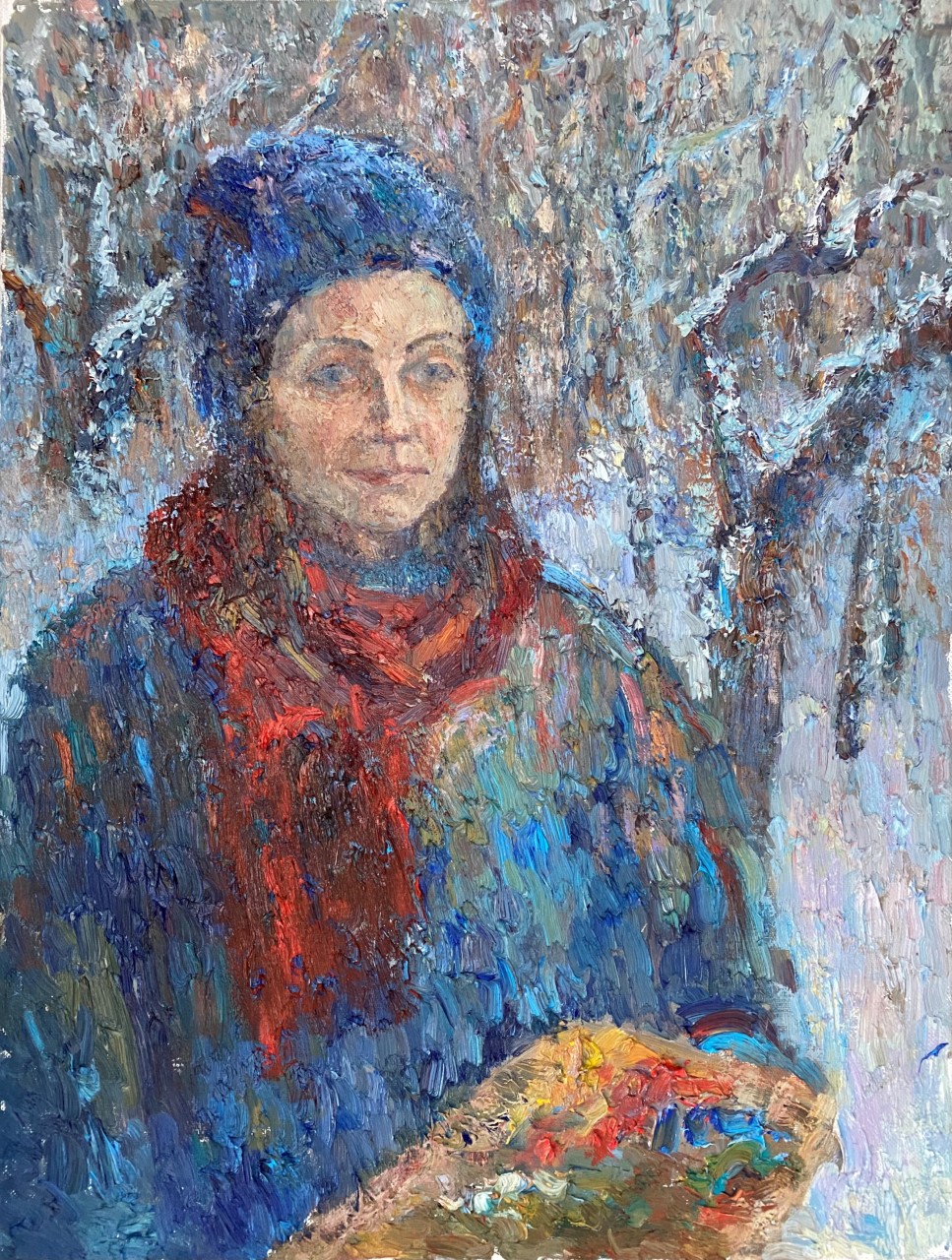 Пленер в зимнем лесу