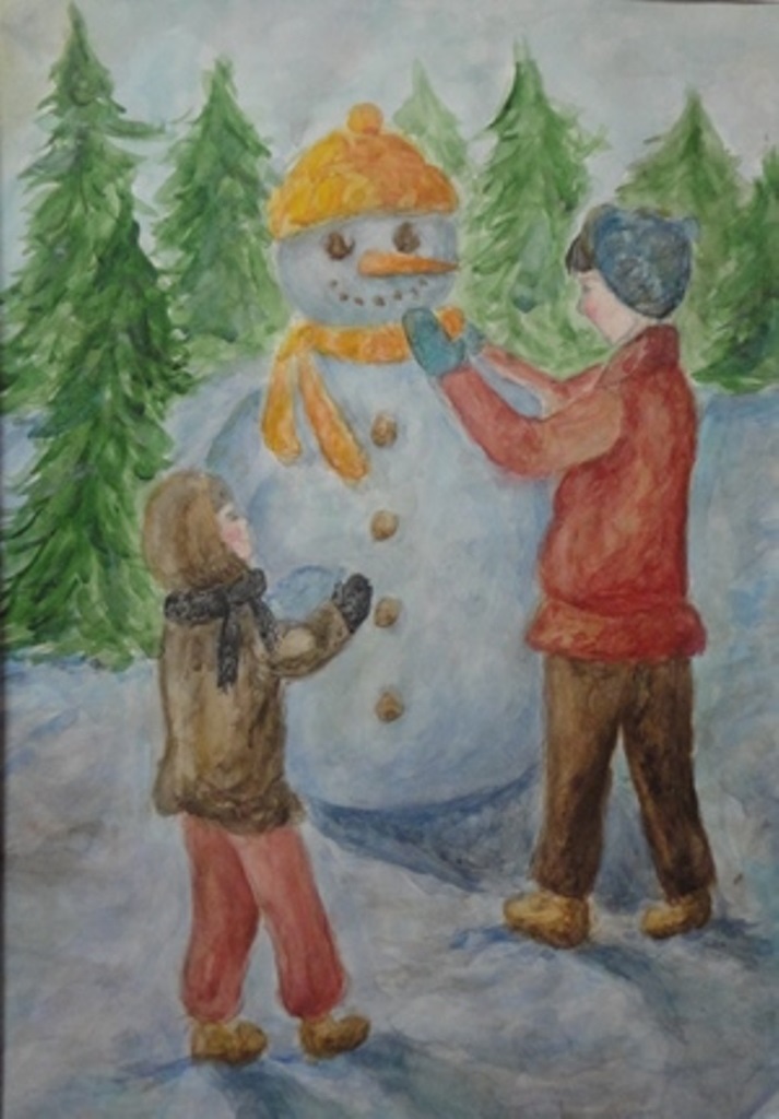 Лепим снеговика 